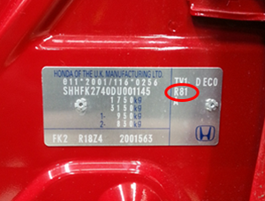Etiquette indication code couleur Honda