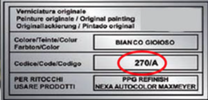 Etiquette indication code couleur Lancia