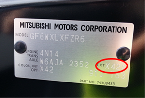 Etiquette indication code couleur Mitsubishi