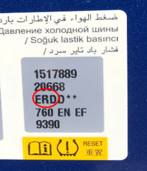 Etiquette indication code couleur Opel