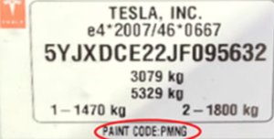 Etiquette indication code couleur Tesla