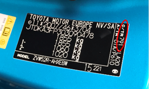 Etiquette indication code couleur Toyota