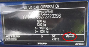 Etiquette indication code couleur Volvo